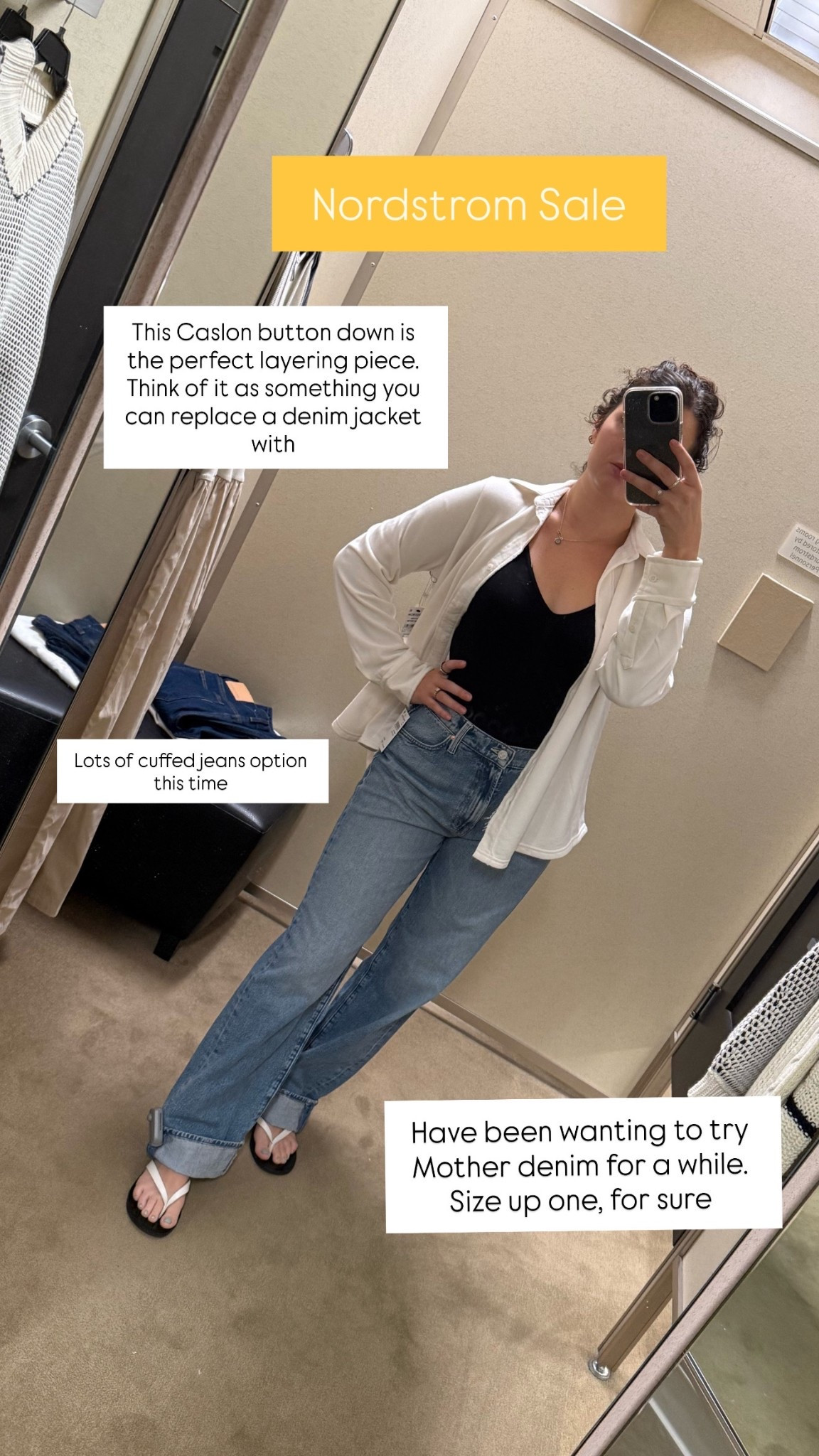 More Nordstrom sale try on - Mother denim, I sized up to a 28 and Caslon top picked a M for an oversized fit. Lots of curffed jeans options this year 

#LTKSaleAlert #LTKFindsUnder100 #LTKStyleTip