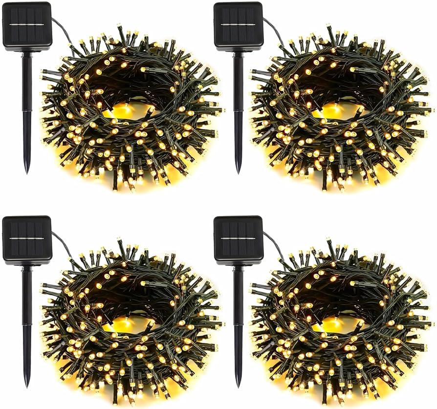 SyouHome 4 Pack Solar String Lights Outdoor, 400 LED Extra-Long 156Ft Solar Lights Outdoor with 8... | Amazon (US)