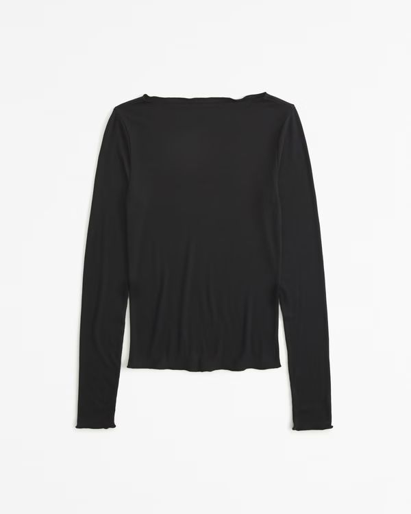 Long-Sleeve Featherweight Rib Slash Top | Abercrombie & Fitch (US)