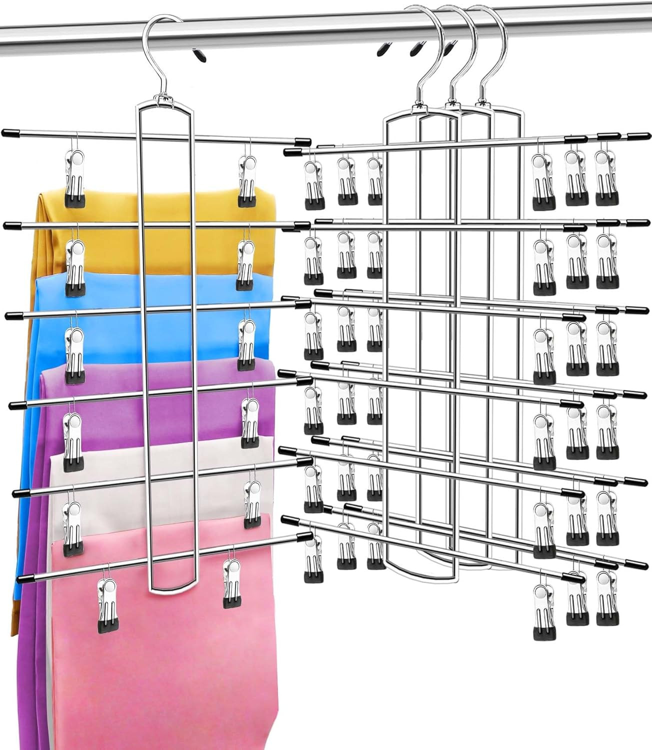 3 Pack Closet-Organizer-Pants-Hangers-Space-Saving,Metal Closet-Organizers-and-Storage,6 Tier Org... | Amazon (US)