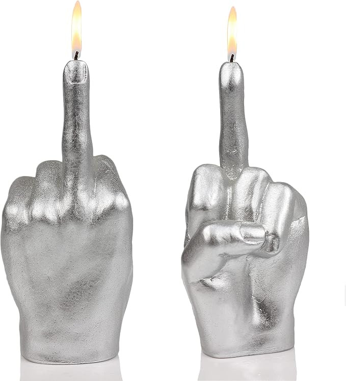 Gute Middle Finger Candle - Hand Gesture FCK You Candle (Silver) | Amazon (US)