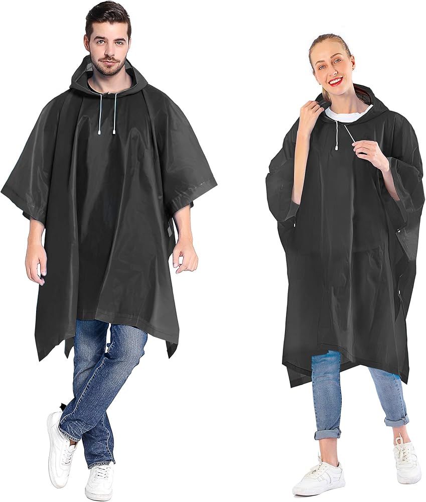 ANTVEE Reusable Adult Rain Ponchos 2 count (Pack of 1) for Women and Men with Drawstring Hood | Amazon (US)