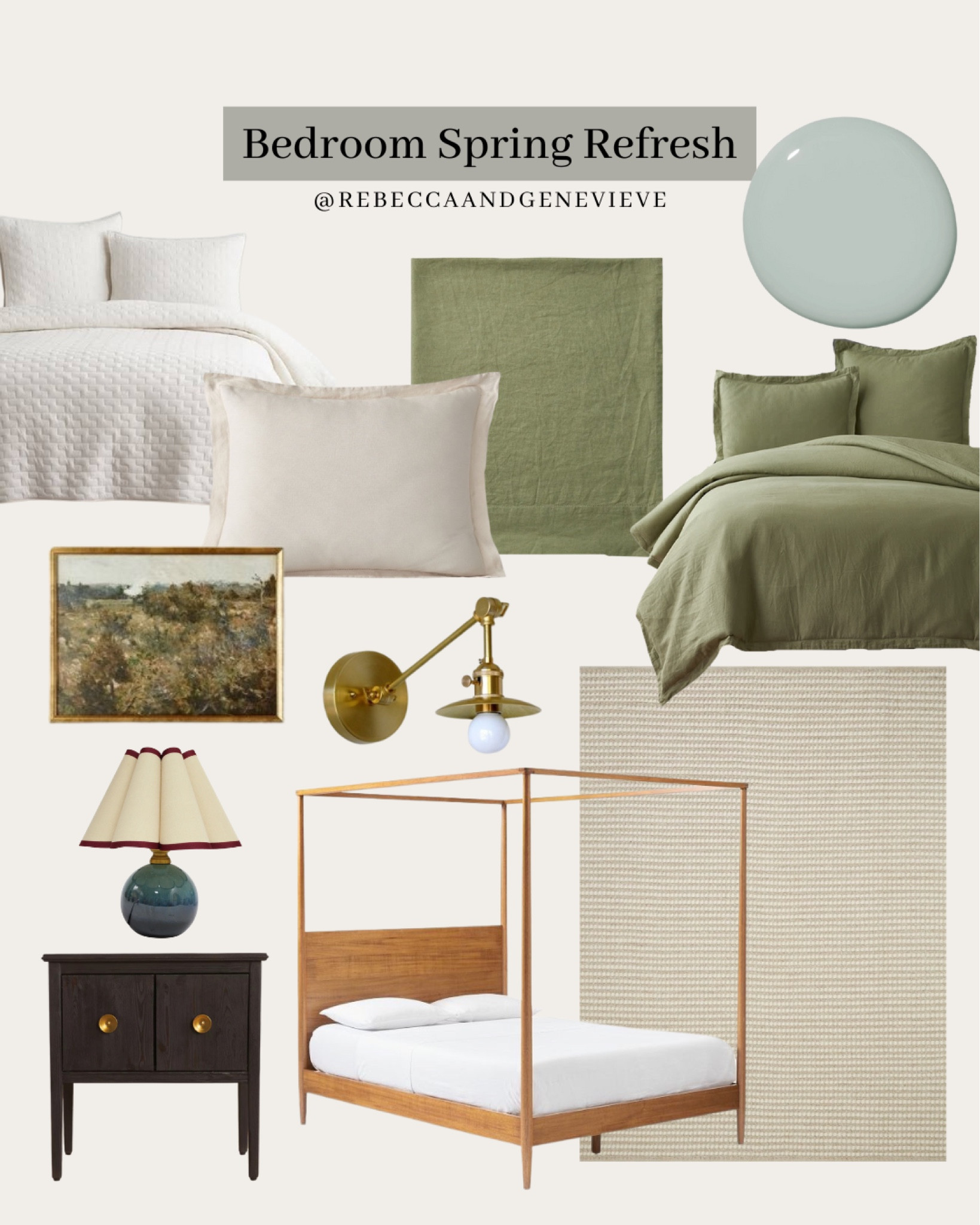 Bedroom spring refresh 🍃
-
Home decor. Bedroom decor. Spring decor. Duvet cover. Linen sheets. Fitted sheets. Rug. Canopy bed. Nightstand. Table lamp. Sconce. Moodboard. Linen bedding. Bedroom moodboard  

#LTKSeasonal #LTKhome #LTKunder100