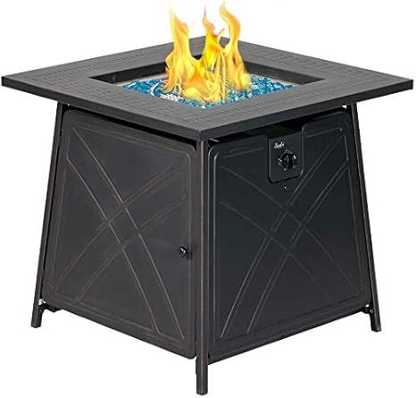 BALI OUTDOORS Gas FirePit Table, 28 inch 50,000 BTU Square Outdoor Propane Fire Pit Table with Li... | Amazon (US)