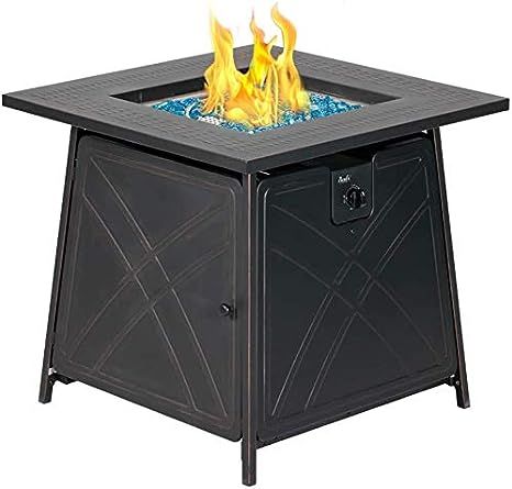 BALI OUTDOORS Gas FirePit Table, 28 inch 50,000 BTU Square Outdoor Propane Fire Pit Table with Li... | Amazon (US)