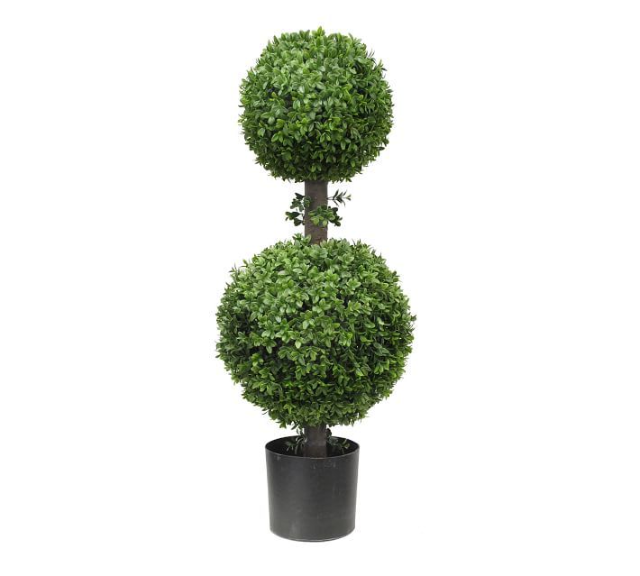Faux Boxwood Double Ball Topiary Tree | Pottery Barn (US)