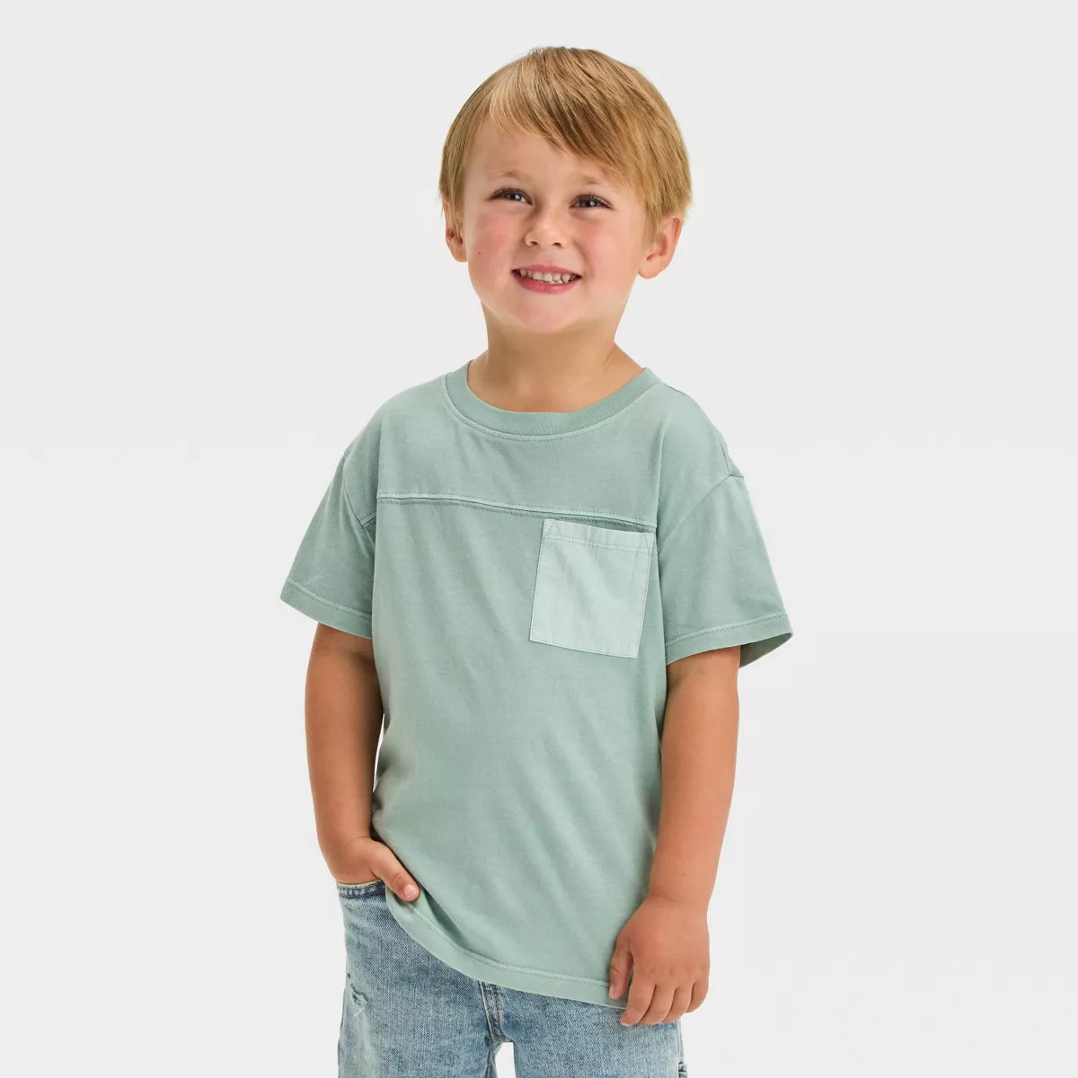 Toddler Boys' Short Sleeve Solid Jersey Knit Pocket T-Shirt - Cat & Jack™ | Target