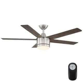 Home Decorators Collection Merwry 52 in. Integrated LED Indoor Brushed Nickel Ceiling Fan with Li... | The Home Depot