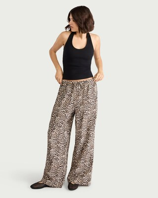 F&F Leopard Print Wide Leg Trousers in Multi Brown | Tesco F&F