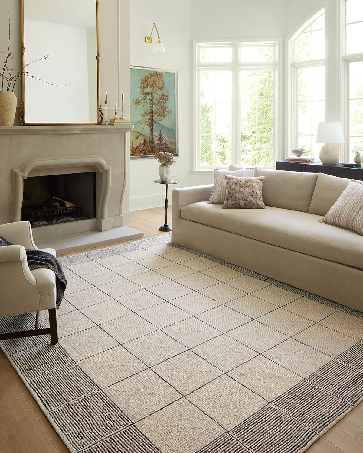 Loloi Chris Loves Julia x Francis Cream/Black 5'-0" x 7'-6" Area Rug | Amazon (US)