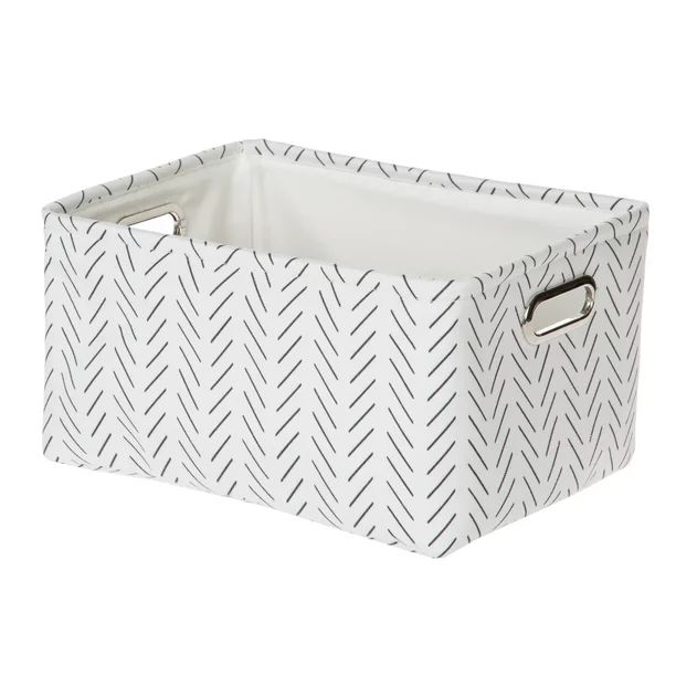 Mainstays Black and White Lines Canvas Storage Basket with Handles | Walmart (US)
