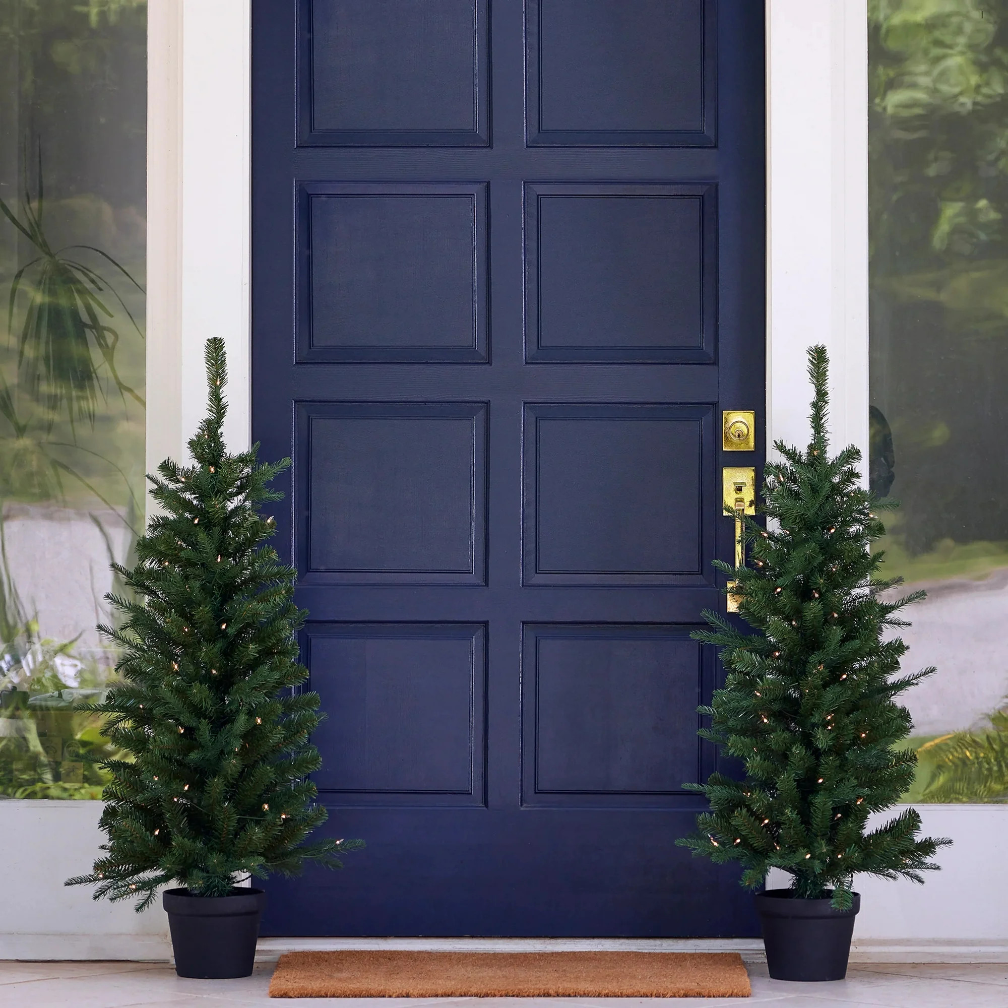 4ft Valley Pine Porch Tree (Set of 2) Each Tree is Pre-Lit with 50 UL Clear Lights by Seasonal LL... | Walmart (US)