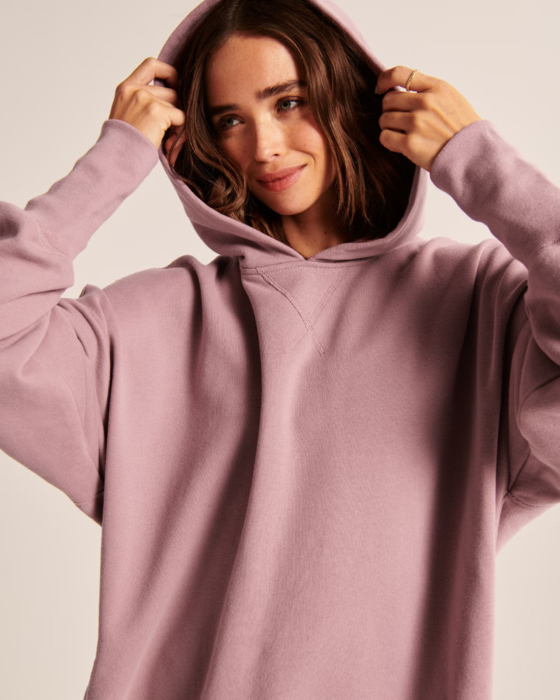 Split Hem Terry Tunic Popover Hoodie | Abercrombie & Fitch (US)