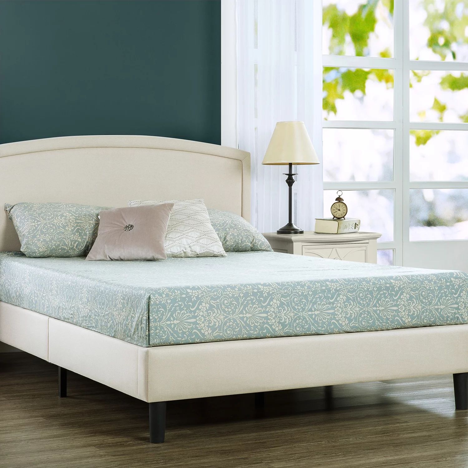 Zinus Kodi 46" Upholstered Arched Platform Bed with Wooden Slat Support, Queen | Walmart (US)