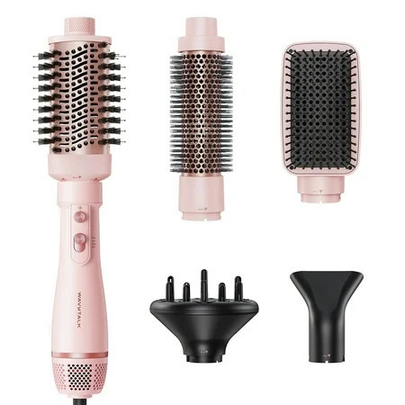 Wavytalk 5 in 1 Hot Air Brush Set Air Sculpt Multi Hair Styler for Salon Blowouts Sleek and Less Frizz Pink | Walmart (US)