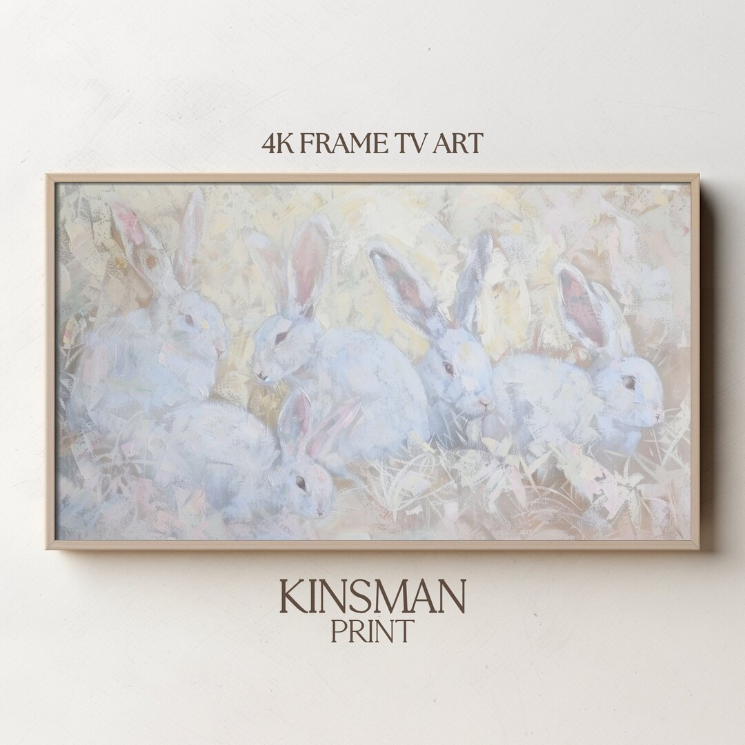 Easter Bunny Samsung Frame TV Art Pastel Oil Painting Colorful Textured Art Prints Rabbit Digital... | Etsy (US)