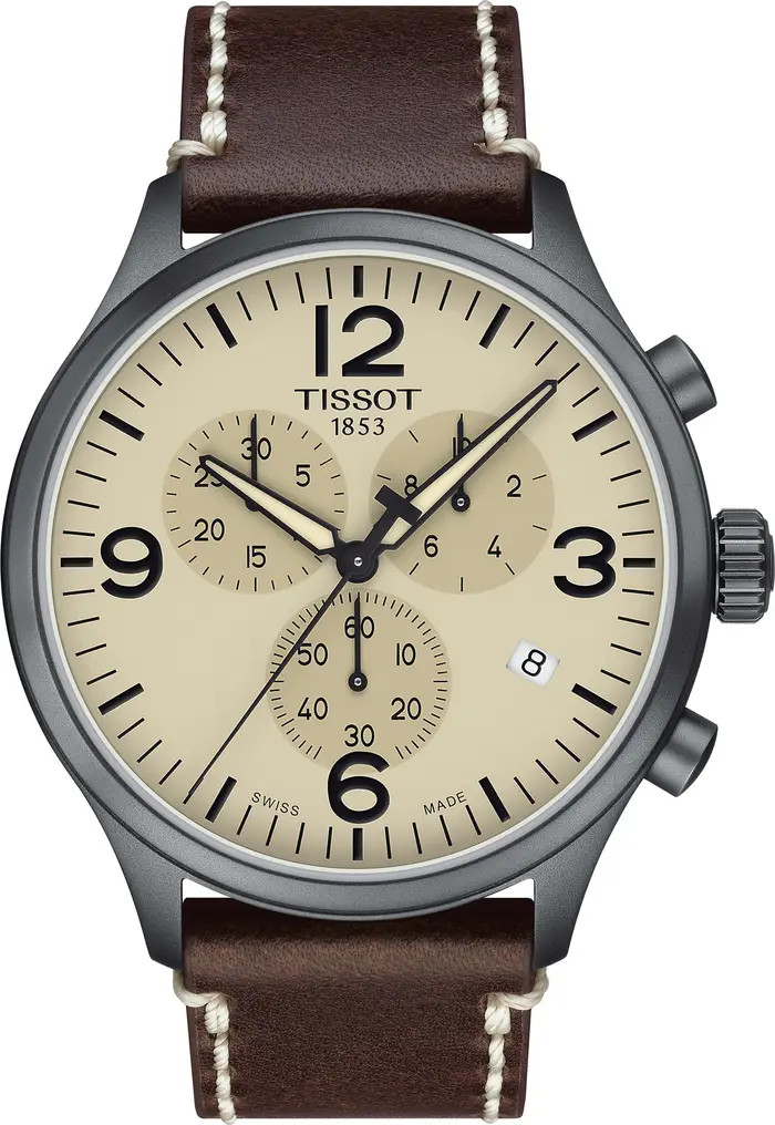 Tissot Chrono XL Leather Strap Watch, 45mm | Nordstrom | Nordstrom