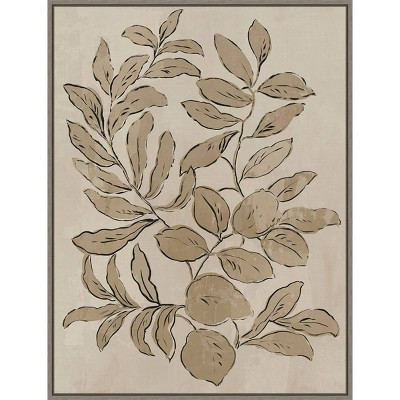 23" x 30" Leaves Sketches I by Asia Jensen Framed Canvas Wall Art Print - Amanti Art: Hand-Stretc... | Target