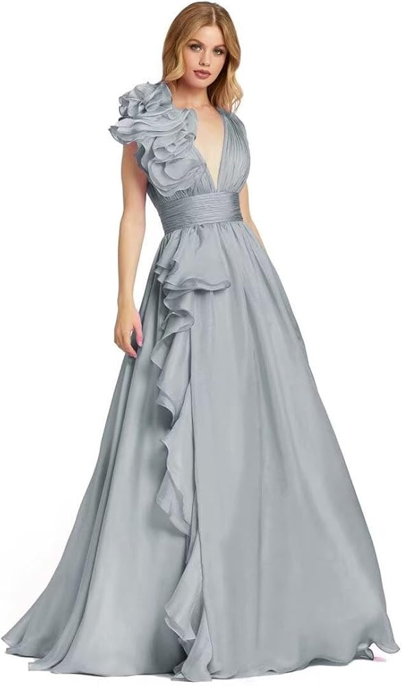 Pleated Ruffle Party Long Gowns for Women 2026 Prom Dresses Flowy Long Wedding Evening Party Dres... | Amazon (US)