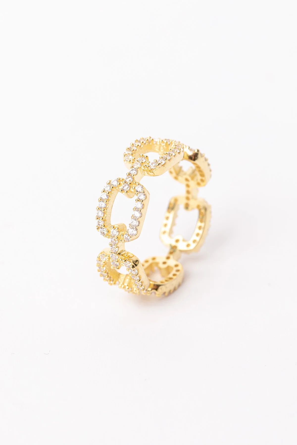Pave Square Link Gold Ring | South Moon Under