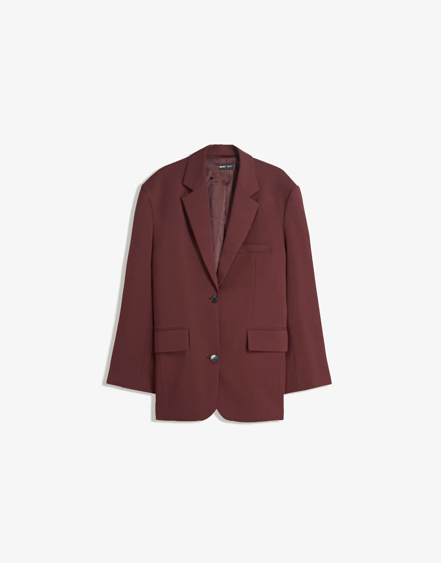 Bershka – Oversize-Blazer in Burgunderrot | ASOS (Global)