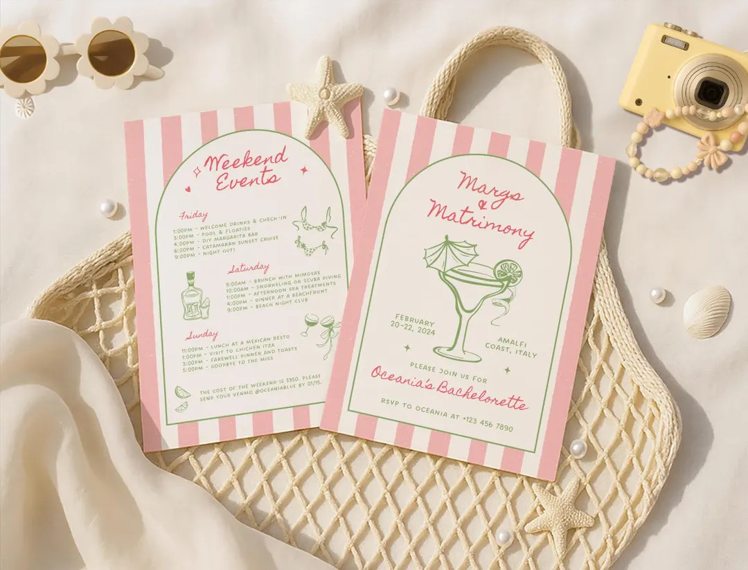 Margs and Matrimony Bachelorette Invitation Itinerary, Margarita Bachelorette, Girls Trip Weekend... | Etsy (US)