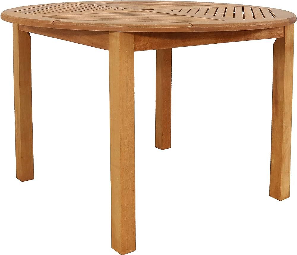 Sunnydaze Meranti Wood Outdoor Dining Table with Teak Oil Finish - Outside Wooden Furniture Patio... | Amazon (US)