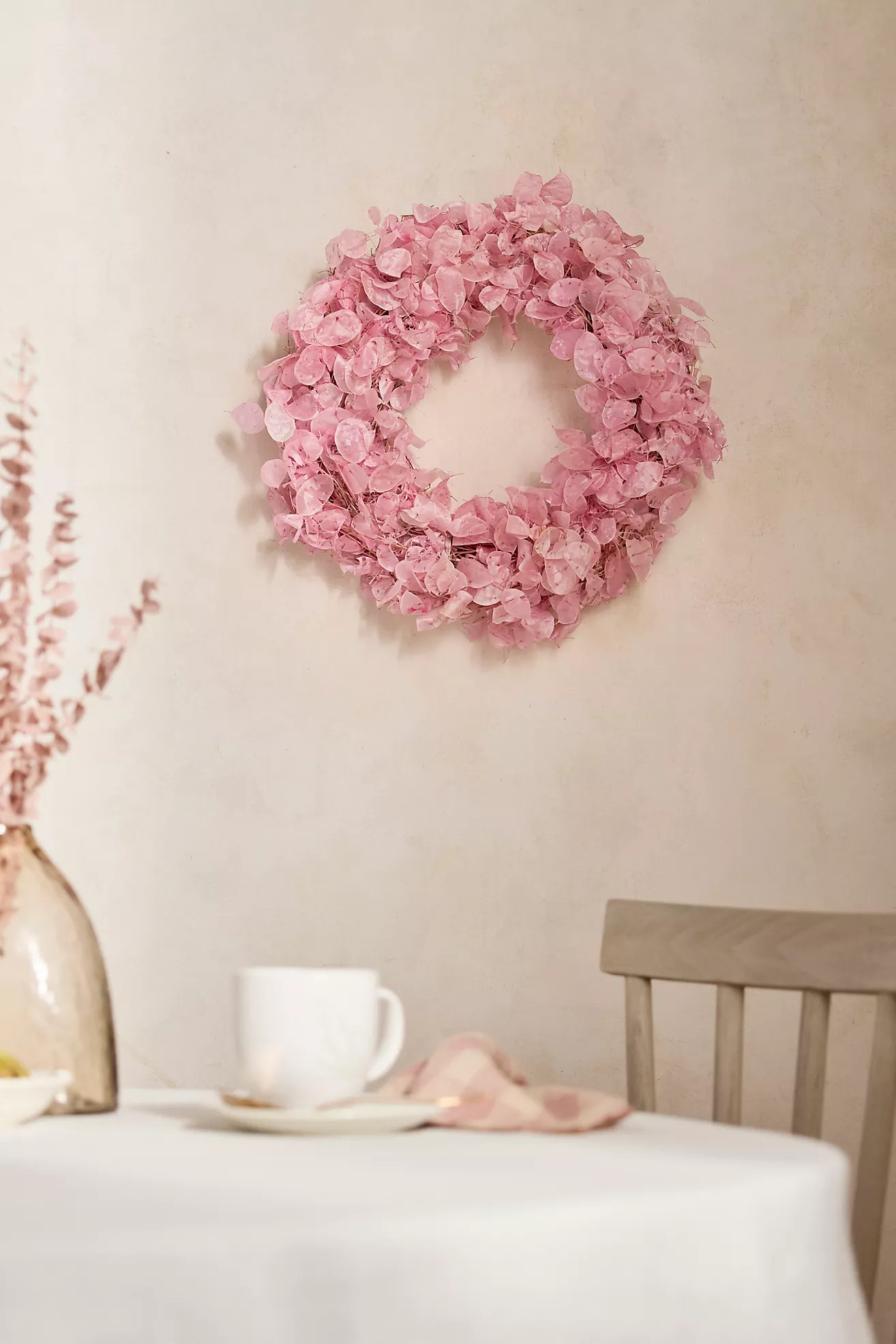 Dried Pink Lunaria Wreath | Anthropologie (US)