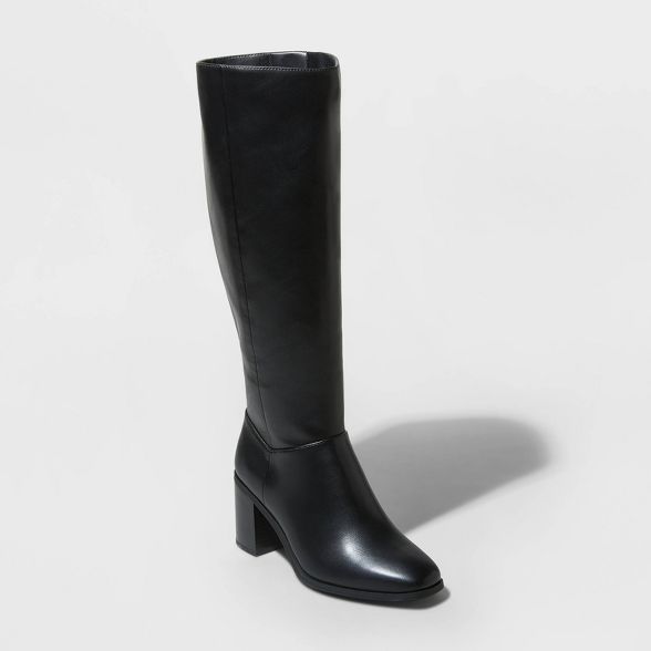 Women&#39;s Joy Tall Block Heeled Boots - A New Day&#8482; Black 8.5 | Target
