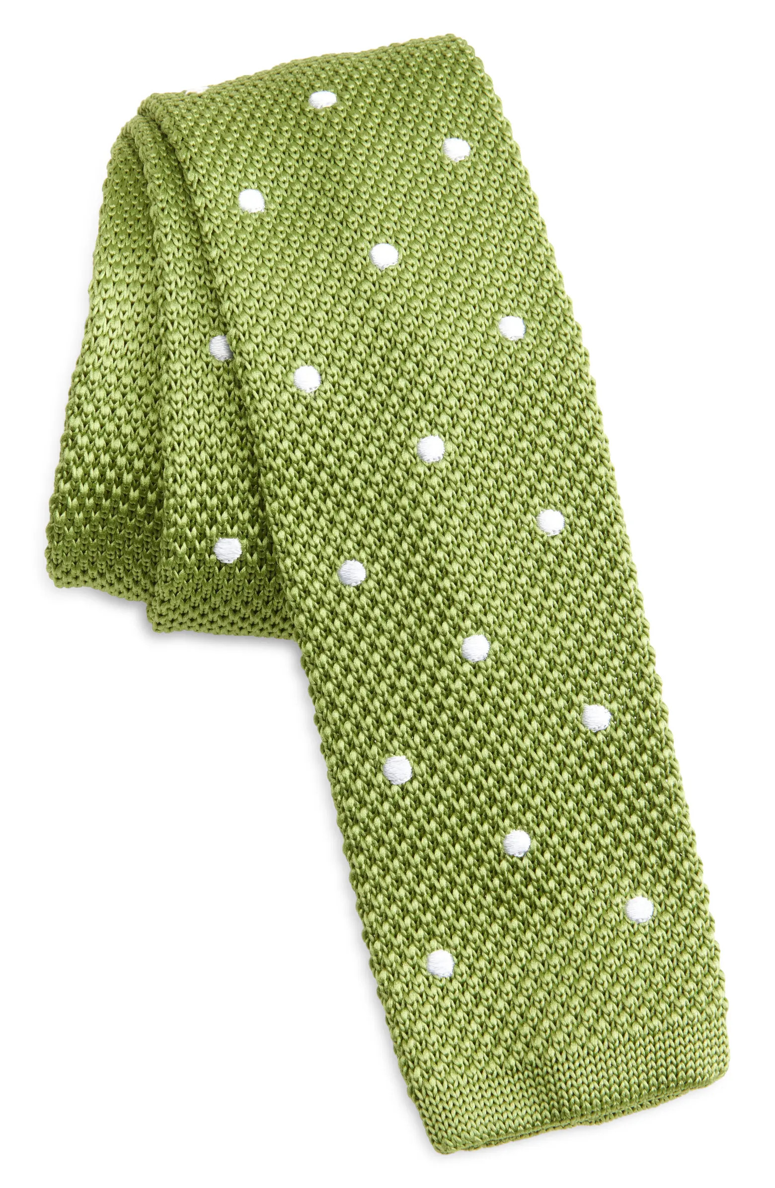 CLIFTON WILSON Moss Green Polka Dot Knit Silk Tie | Nordstrom | Nordstrom