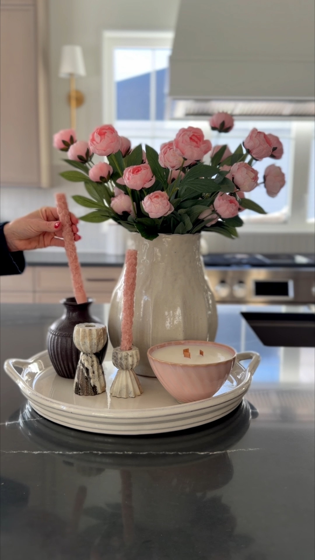 🩷 Okaaay I guess I’ll add some pink to our kitchen. 🌸🎀 Love these for Valentine’s Day but also spring!

It’s all from Target (except the flowers but still linked them)! 

#homestyling #valentinesday #peonies #kitchenisland 

#LTKHome #LTKSeasonal #LTKFindsUnder50