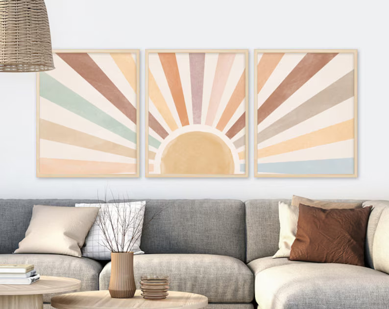 Boho Decor Boho Wallart Rainbow Sun Boho Boho Wall - Etsy | Etsy (US)