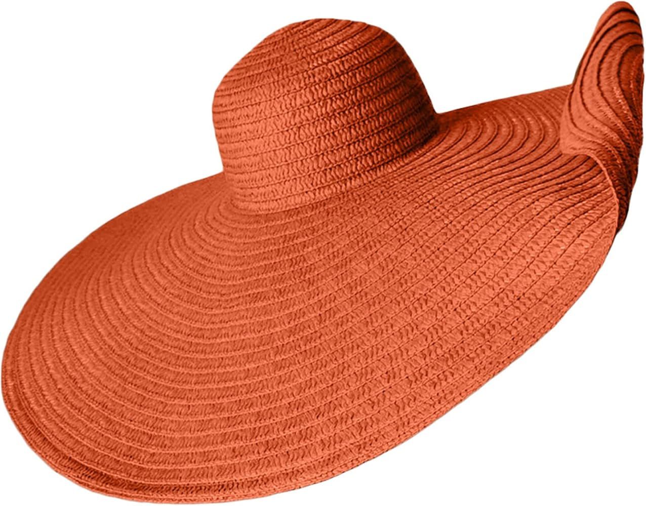 Women's Wide Brim Straw Hat Foldable Roll up Floppy Sun Hat Solid Color Bucket Hat Sun-Resistant ... | Amazon (US)