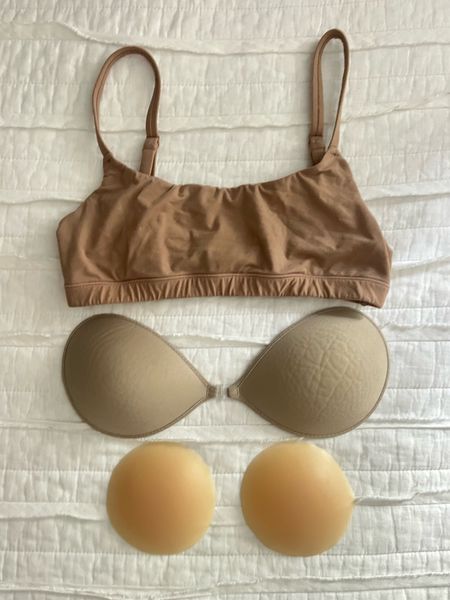 the best bras to wear with strapless/backless things. I wear a size B in both the sticky bra & cakes, size XS in skims 