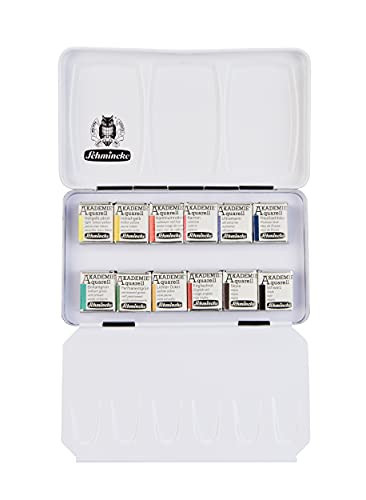 Schmincke - AKADEMIE®AQUARELL Watercolor Compact Color Box, Basic Assortment 12 x 1/2 Pans, 75 112 097, Metal Box, Highly lightfast Colors, fine Artists' Watercolors | Amazon (US)