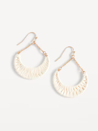 Raffia-Wrapped Hoop Earrings for Women | Old Navy (US)