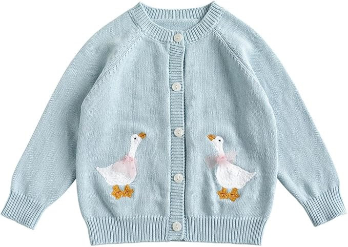 Baby Girls Knitted Cardigan Sweater Crewneck Knit Crochet Button Closure Cardigan Tops Coat Outwe... | Amazon (US)