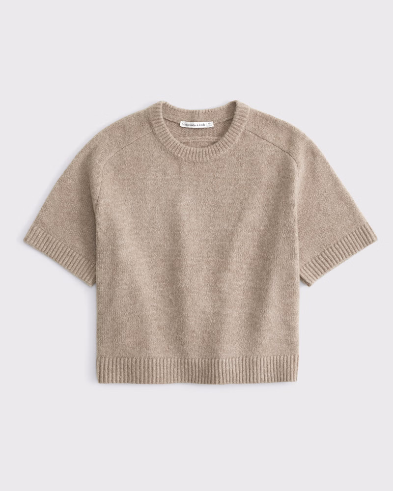 Abercrombie & Fitch Women's The A&F Madeline Crew Sweater Tee in Light Brown - Size M | Abercrombie & Fitch (US)