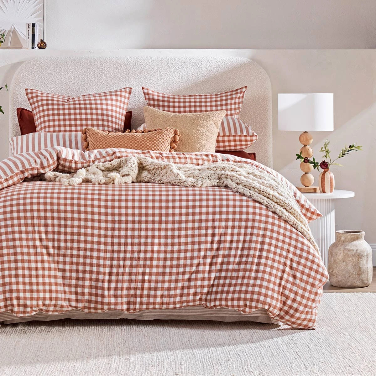 Maisie Check Caramel Quilt Cover Set | Pillow Talk AU