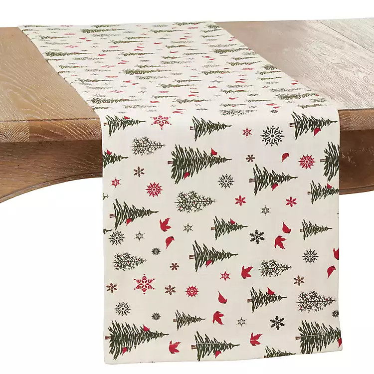 Green Christmas Trees and Snowflakes Table Runner | Kirkland's Home