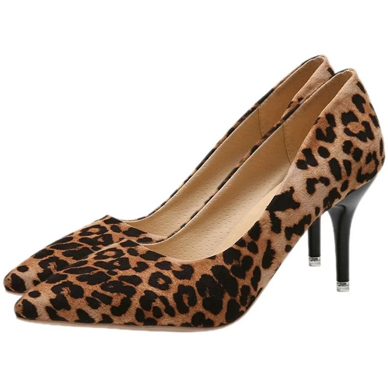 1 Pair Leopard Print High Heel Women Pumps Single Shoes High Heel Shoes Pointed Toe Women Pumps -... | Walmart (US)