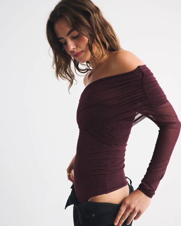 Women's Long-Sleeve Asymmetrical Wrap Bodysuit | Women's | Abercrombie.com | Abercrombie & Fitch (US)
