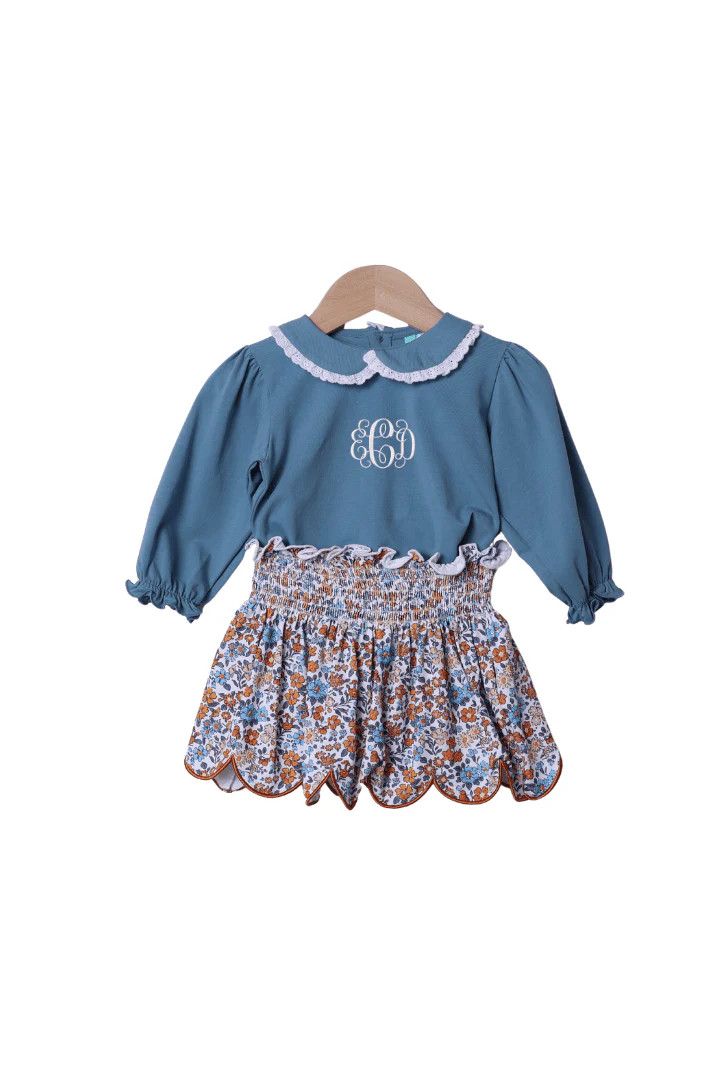 Fall Floral Stone Skort Set | The Smocked Flamingo