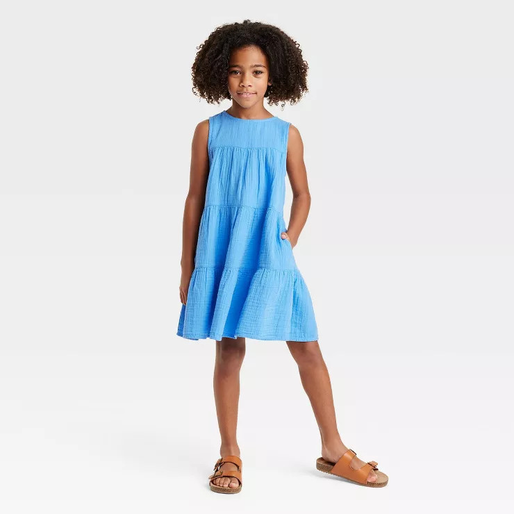 Girls' Sleeveless Gauze Tiered Dress - Cat & Jack™ | Target