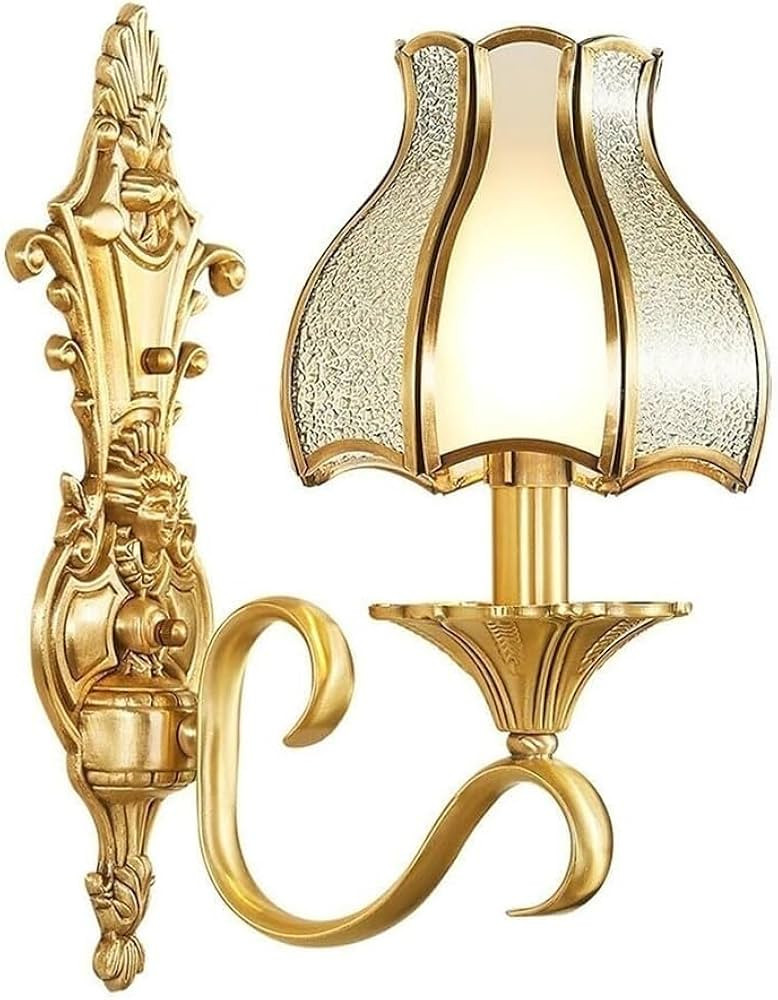 Ornate Antique Gold Wall Sconce, 1-Light European Classic Carved Brass Fixture, 34cm Tall Vintage... | Amazon (US)