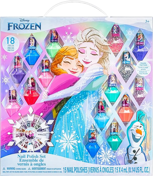 Disney Frozen Non-Toxic Peel-Off Nail Polish Set with Shimmery and Opaque Colors with Nail Gems f... | Amazon (US)