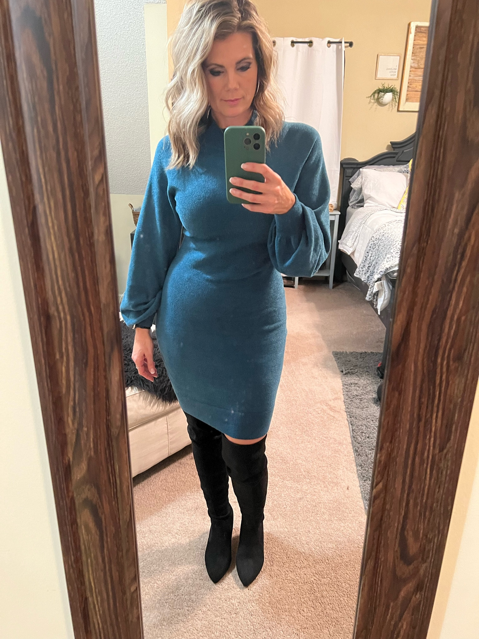 Wore this for my guys work party. Conservative but sexy! The sweater dress fit all the right place. Paired with over the knee boots. I loved this look! 

#amazon #sweaterdress #boots #workpartyfit 