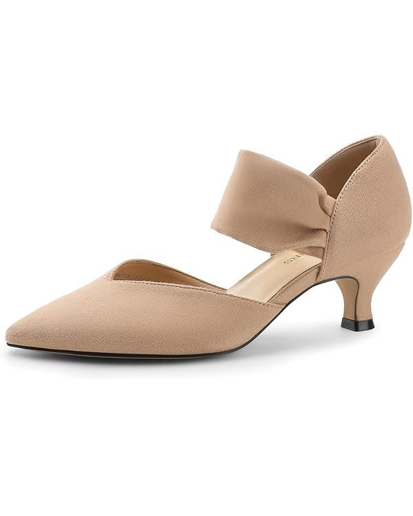 DREAM PAIRS Women's Kitten Heels Low Pumps Shoes Pointed Closed Toe Slip on Dress Work Bridal Par... | Amazon (US)