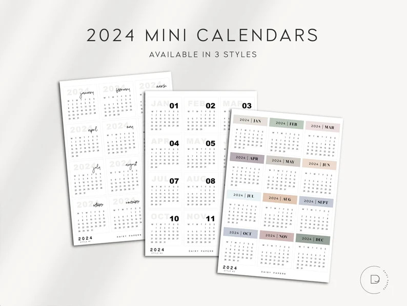 2024 MINI CALENDARS Calendar Stickers Planner Stickers - Etsy | Etsy (US)