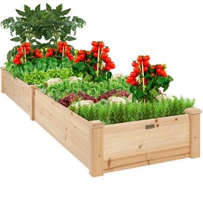 Best Choice Products 8x2ft OutdoorWooden Raised Garden Bed Planter for Grass, Lawn, Yard - Natura... | Target